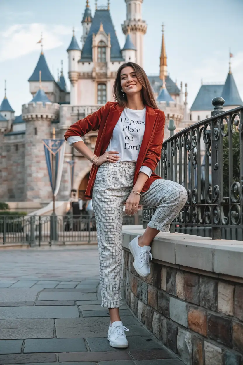 Best travel outfits 2026 - Playful blazer set for theme park adventures