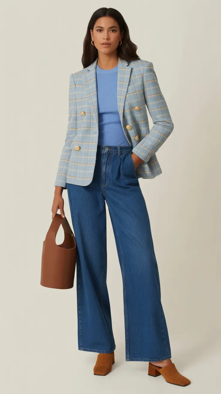 Women spring Sky Blue and Denim Ease