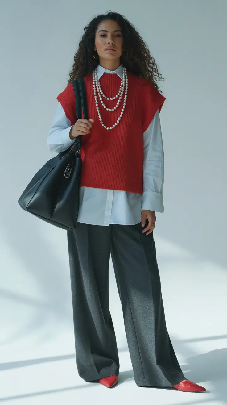 Women winter Layered Red for a Playful Edge