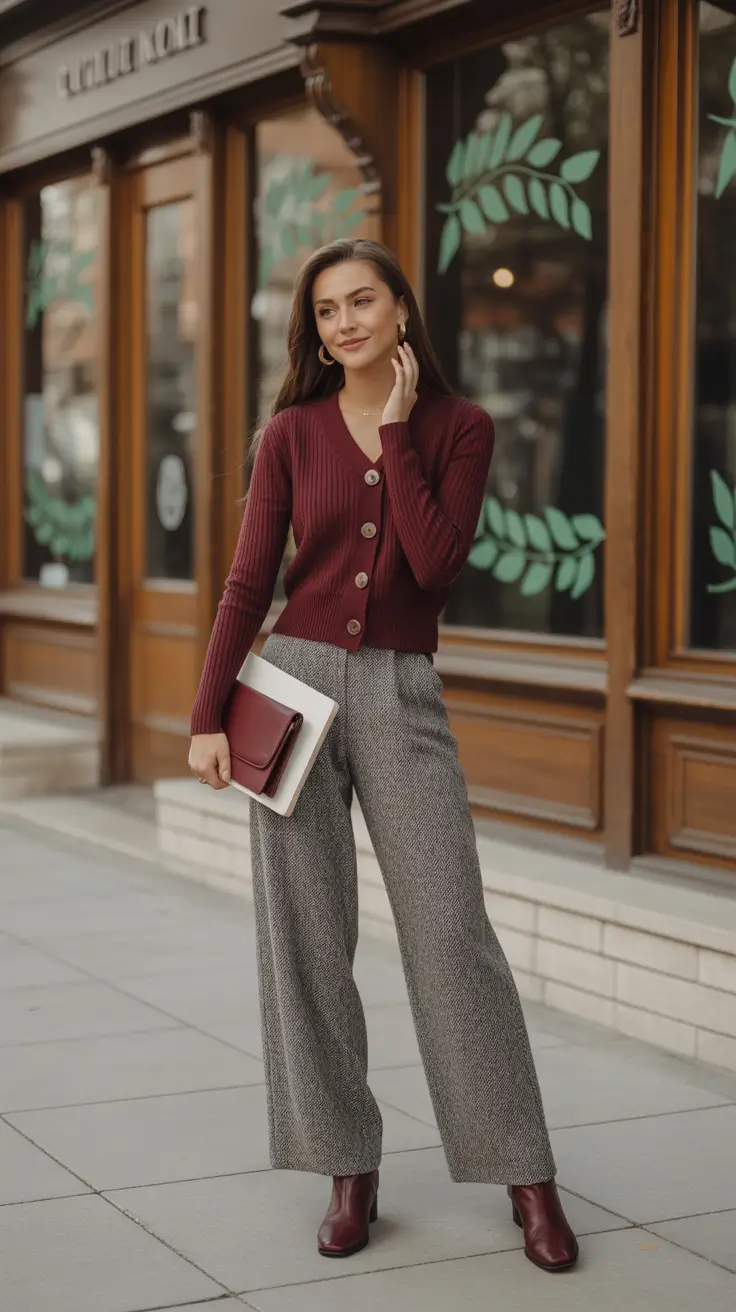 Women fall Wine Tones and Textured Grace