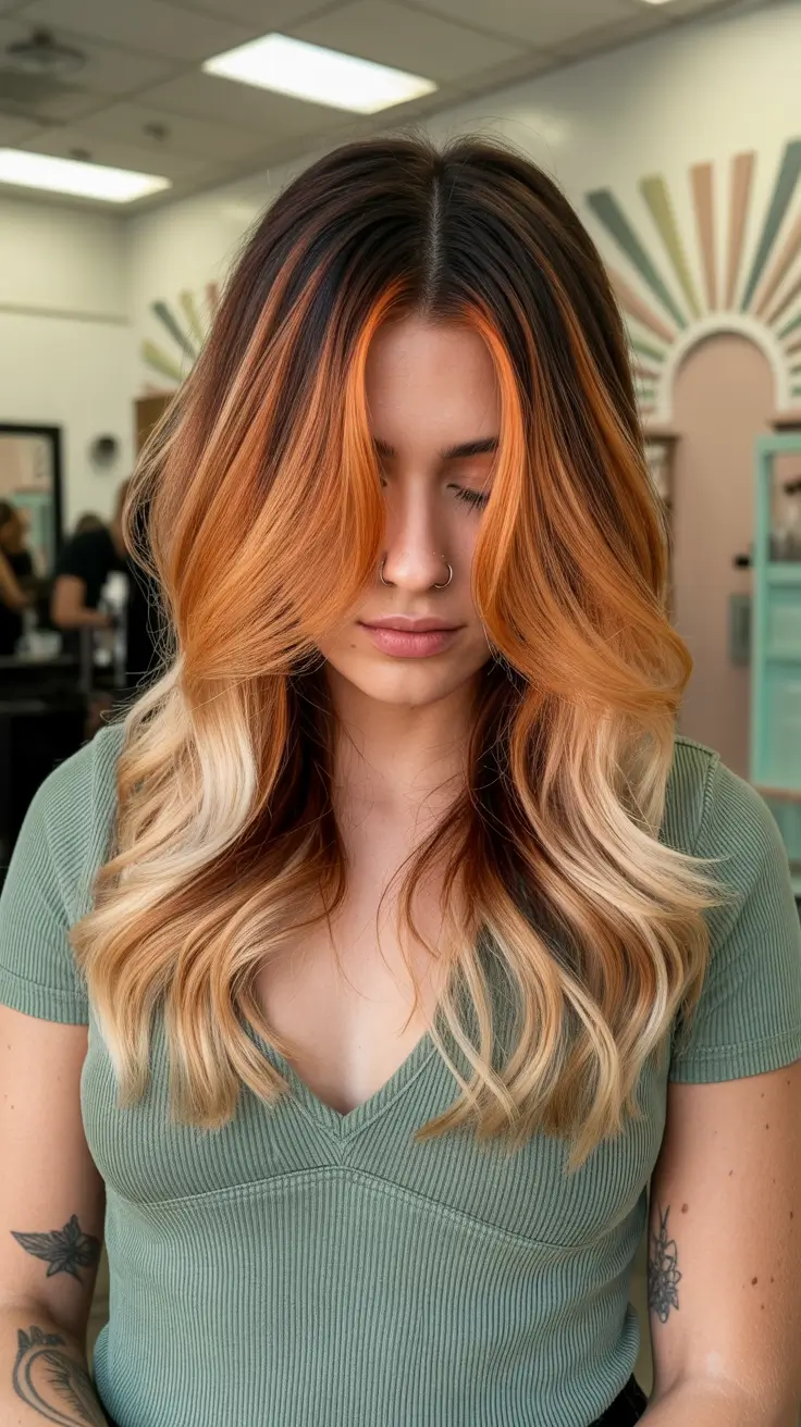 Calico hair color 2026 lookbook – Pumpkin Cream Calico Money Piece H2