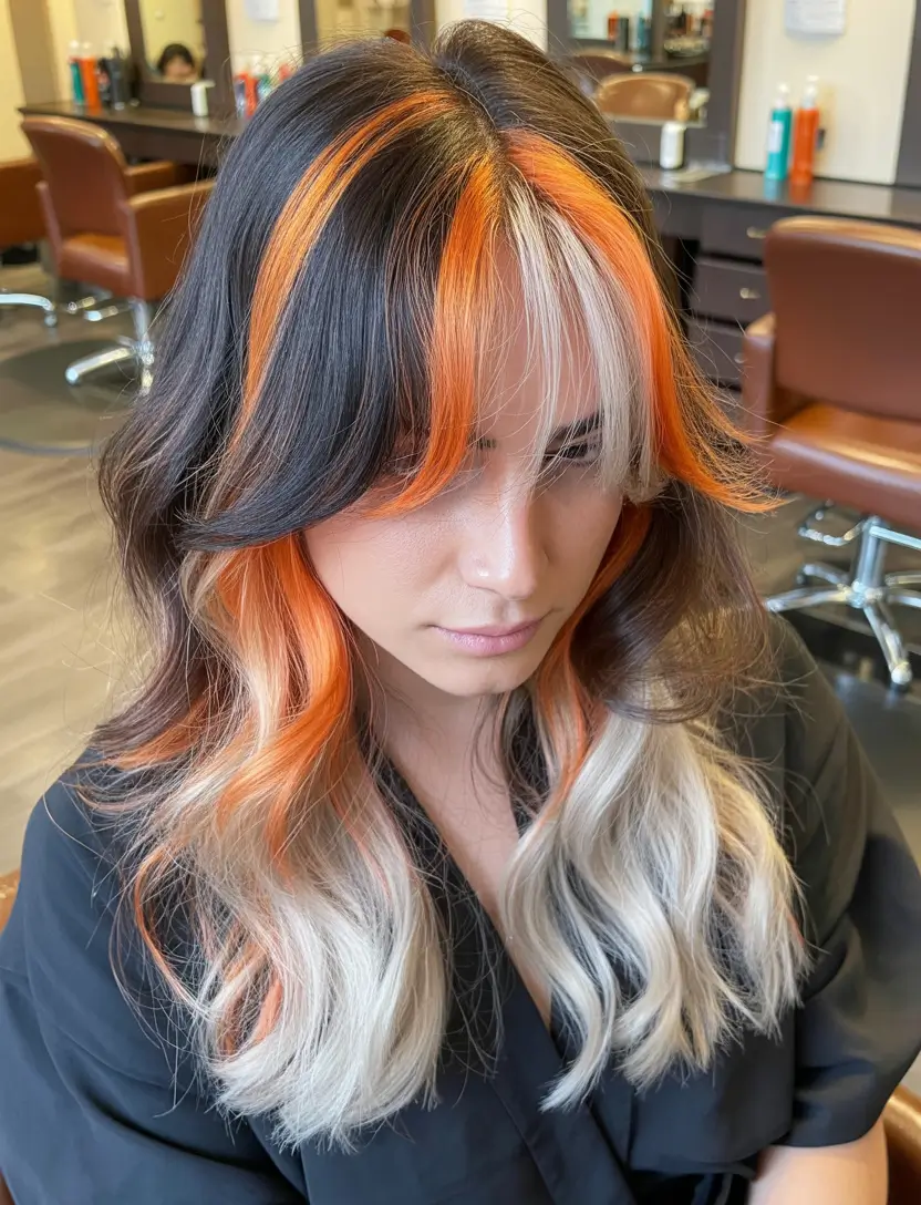 Calico hair color 2026 lookbook – Graphic Calico Pumpkin Stripe H2