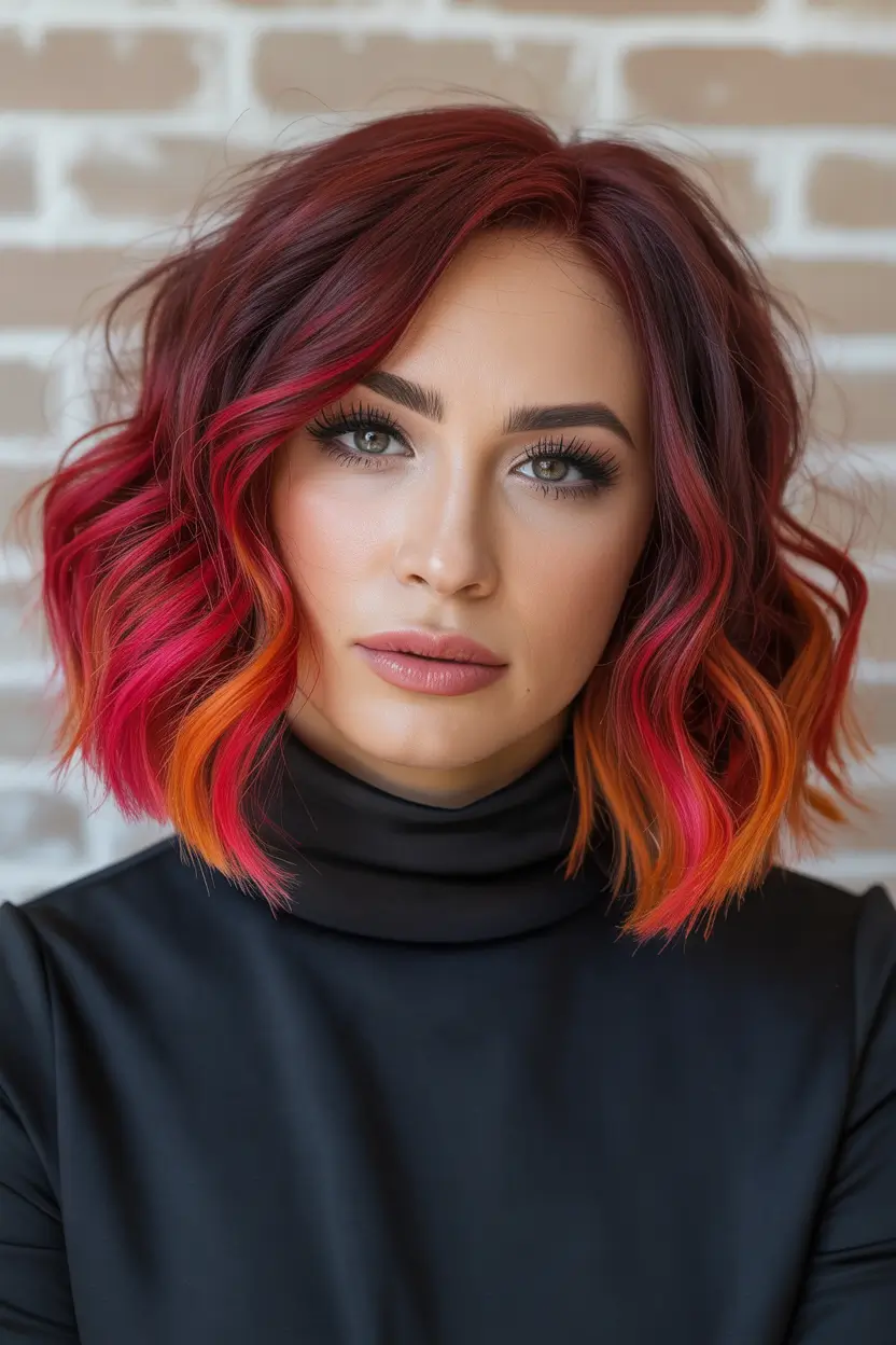Calico hair color 2026 lookbook – Crimson Calico Power Bob H2