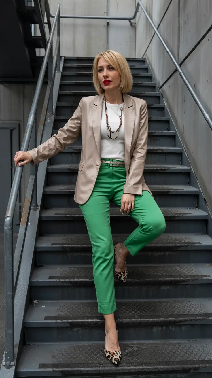 Capsule wardrobe outfits inspiration 2026 Bold Green for Confident Capsule Workdays