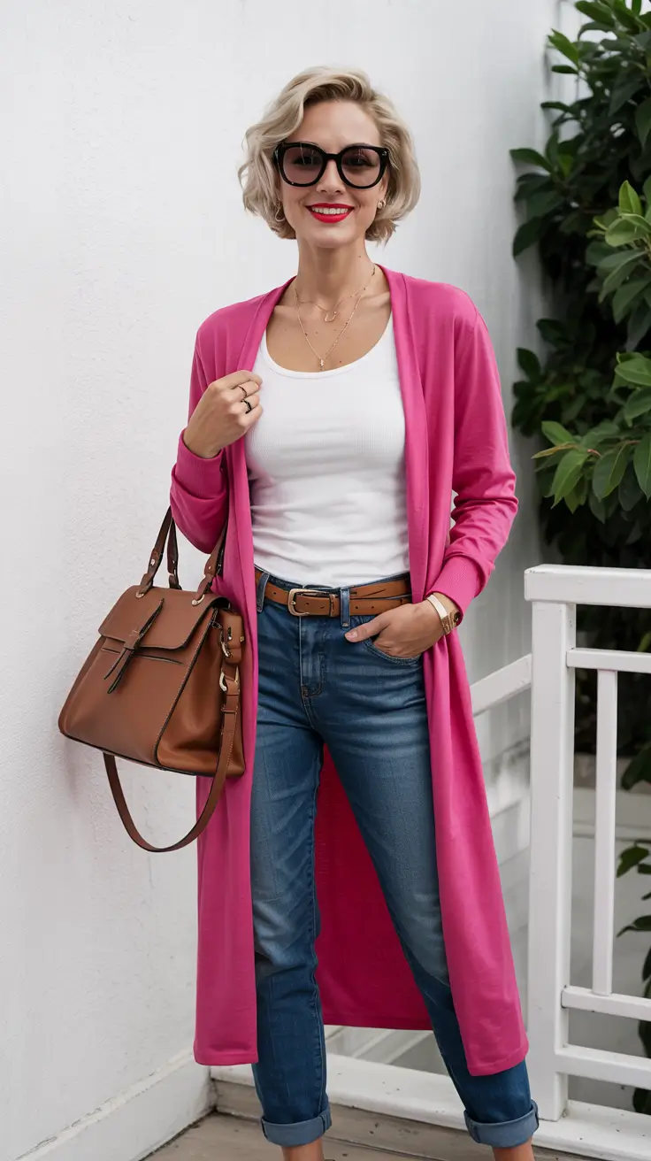 Capsule wardrobe outfits inspiration 2026 Bright Pink Layers for Casual Days with Personality