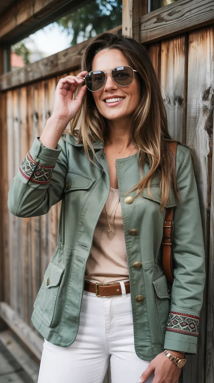Capsule wardrobe outfits inspiration 2026 Utility Jacket and Whites for Everyday Spring Structure