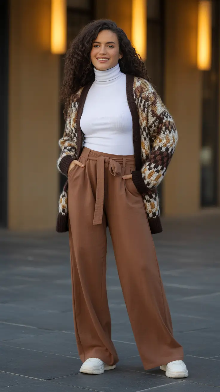 Casual basic outfits 2026 - Soft Turtleneck and Wide Pants for Cozy Workdays