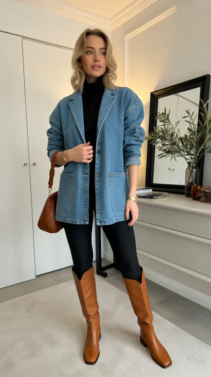 Casual basic outfits 2026 - Denim Blazer and Boots, 2026 Edition