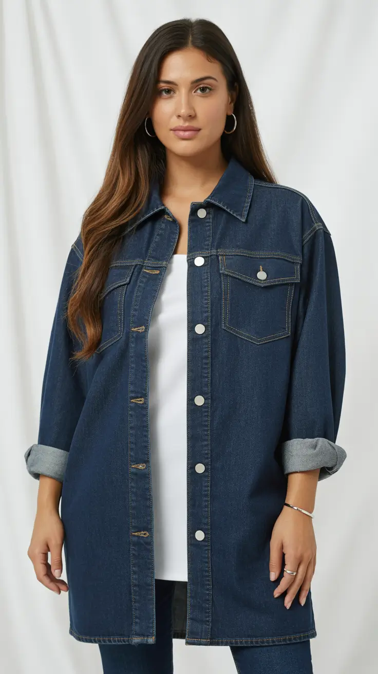 Casual jeans outfits 2026 – Oversized Denim Shirt-Jacket for Layered Ease