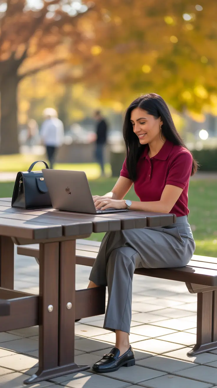 Casual office outfits for work 2026 - Relaxed Polo And Trousers For Hybrid Days