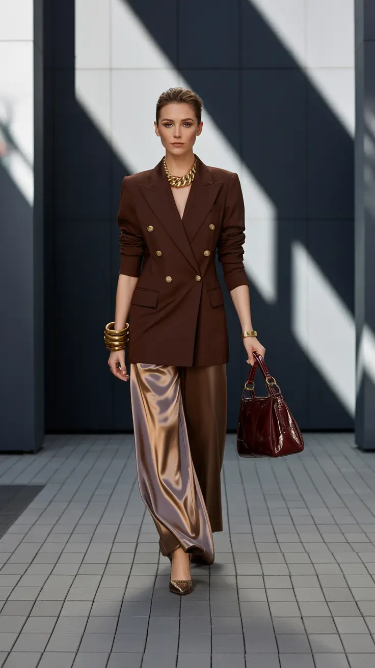 Chic brunch outfits 2026 – High-Shine Tailoring for an Evening-Ready Brunch