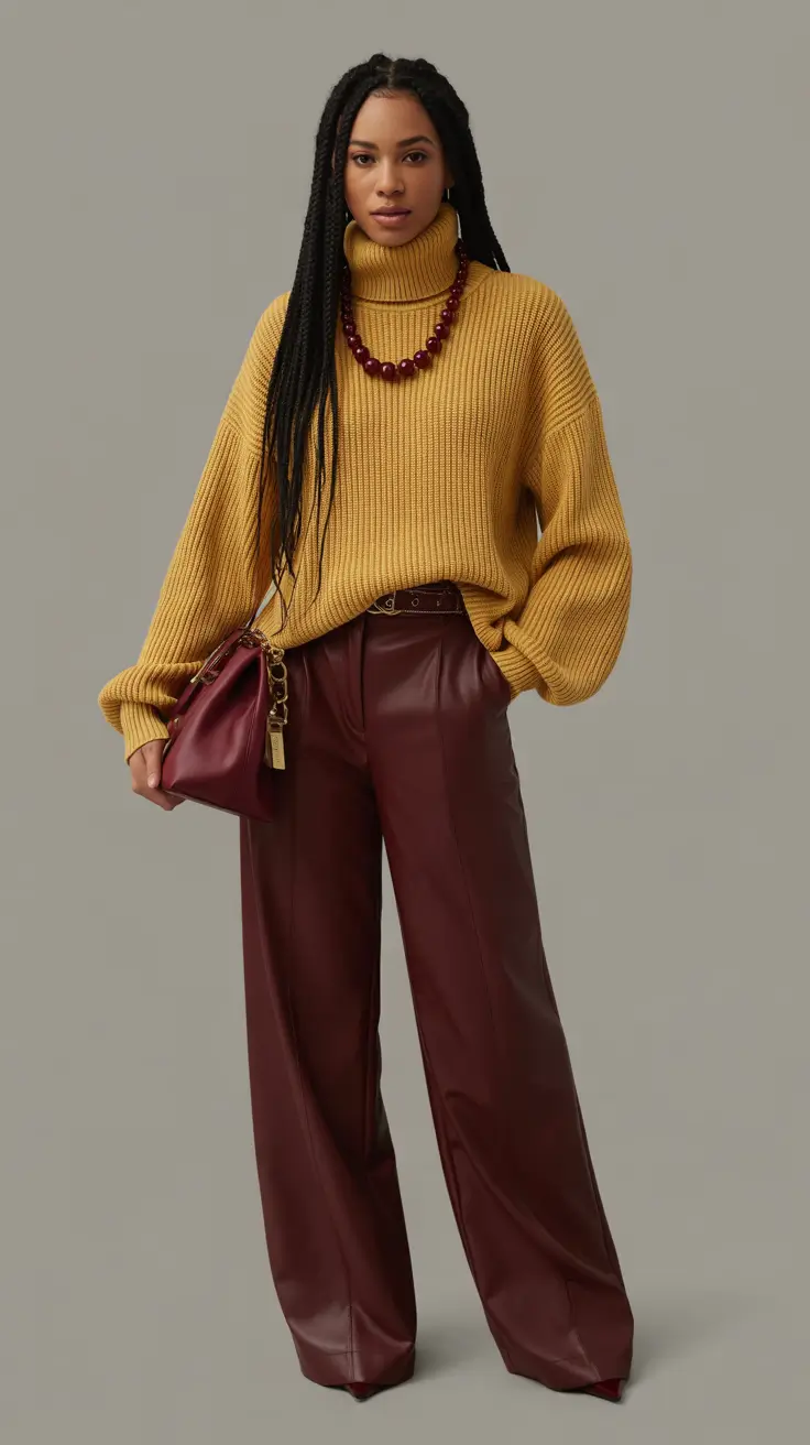 Chic brunch outfits 2026 – Mustard and Wine Tones for an Upscale Winter Brunch