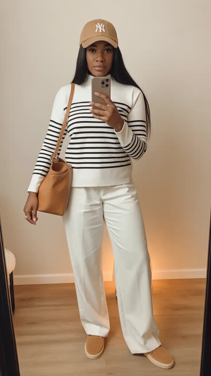 Chic mom outfits 2026 – Striped Set for Sporty Weekend Outings