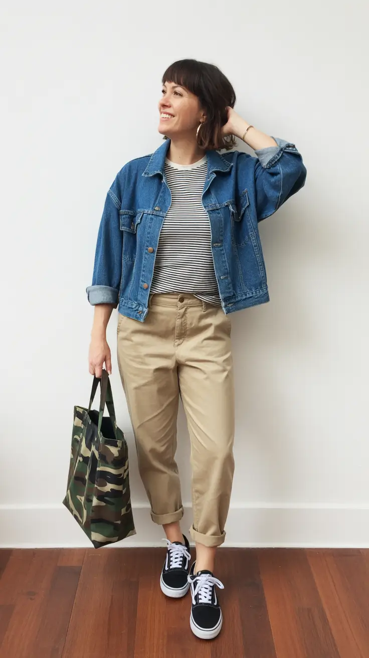 Chic mom outfits 2026 – Chinos and Denim for Low-Key Weekends