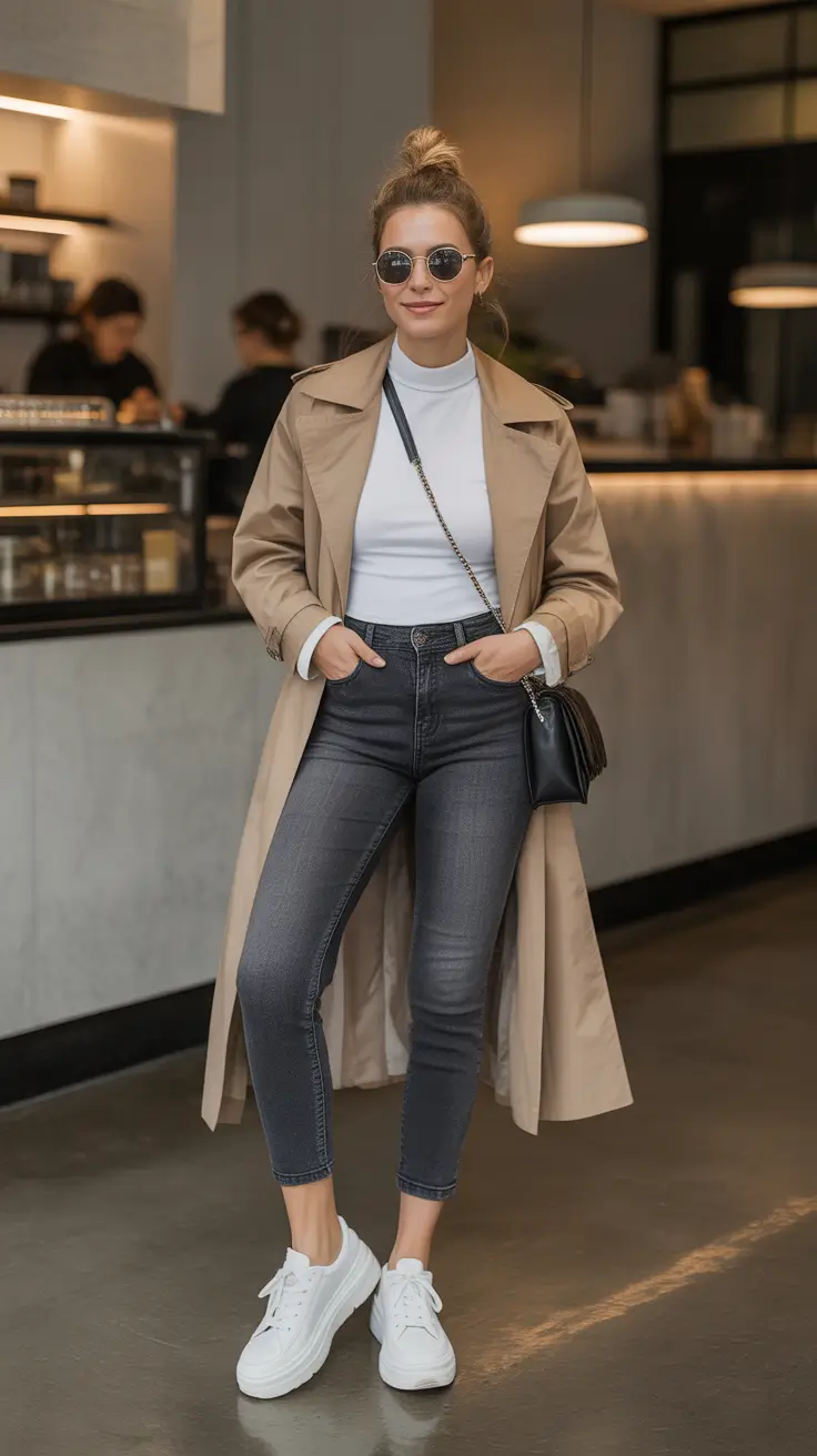 Chic mom outfits 2026 – Trench Coat Confidence for Everyday Coffee Runs