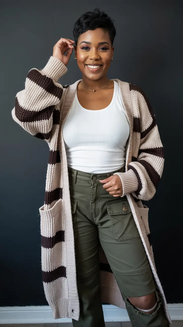 Chic outfits for Black women 2026 – Cozy Cargo Knit For Everyday Fall