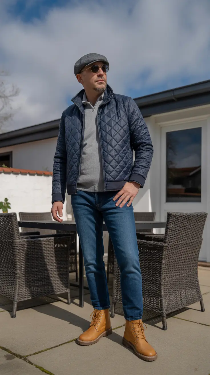 Classic outfits for men over 50 2026 – Quilted Outerwear and Boots for Transitional Weather