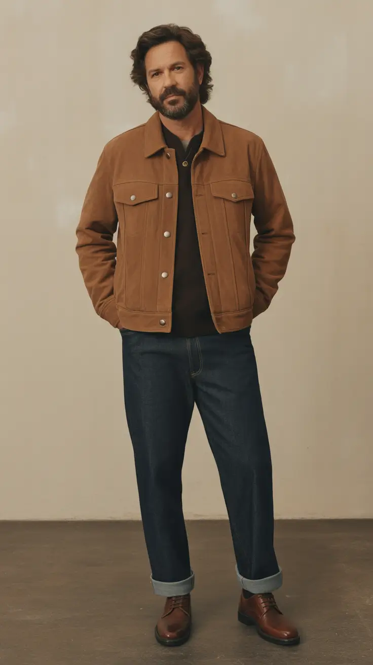 Classic outfits for men over 50 2026 – Warm Neutrals and Denim for Casual Fall Days