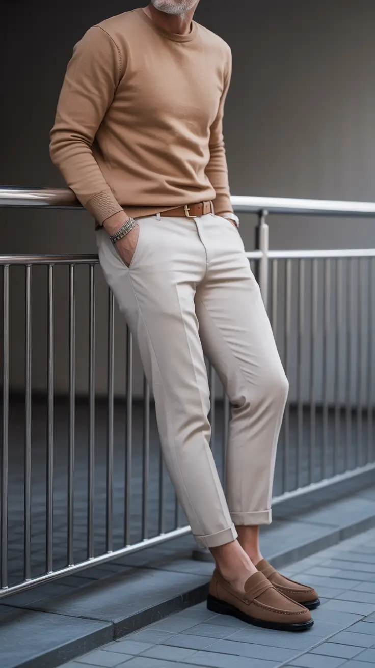 Classic outfits for men over 50 2026 – Monochrome Neutrals for Effortless Smart Casual