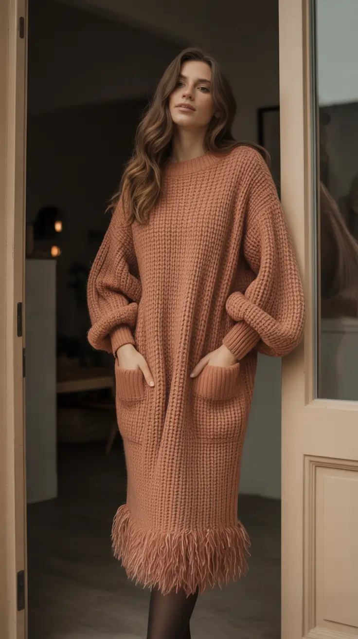 Cozy Cute Peach Knitted Glow