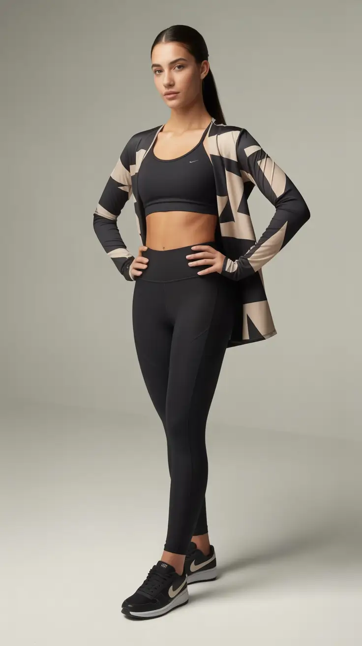 Comfortable legging outfits 2026 - Graphic Wrap And Black Nike Pro Set