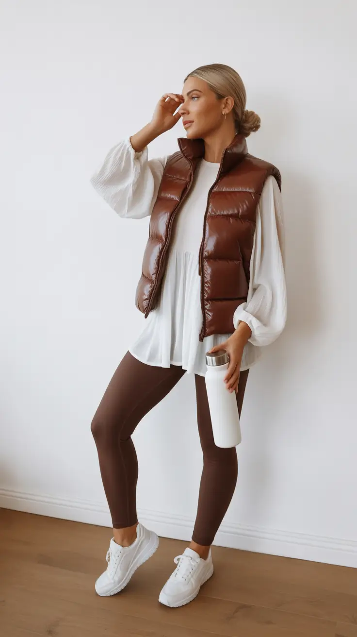 Comfortable legging outfits 2026 - Warm Browns And Bright Whites For Fall Walks