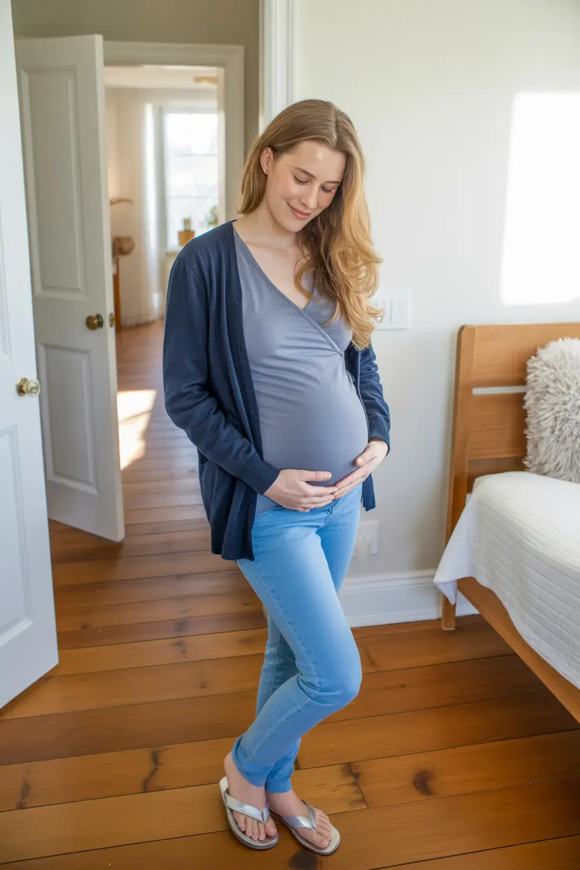 Comfortable pregnancy outfits 2026 – Soft layers for quiet days at home