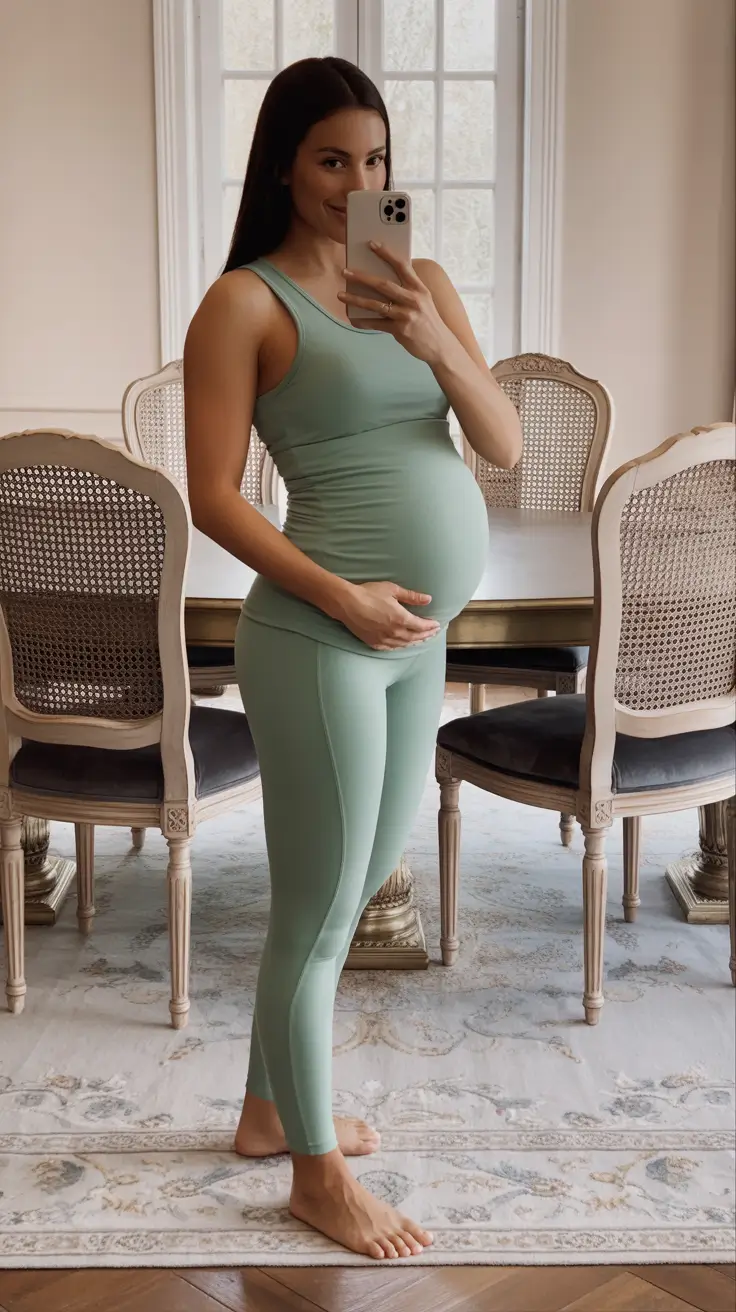 Comfortable pregnancy outfits 2026 – Mint matching set for at-home comfort