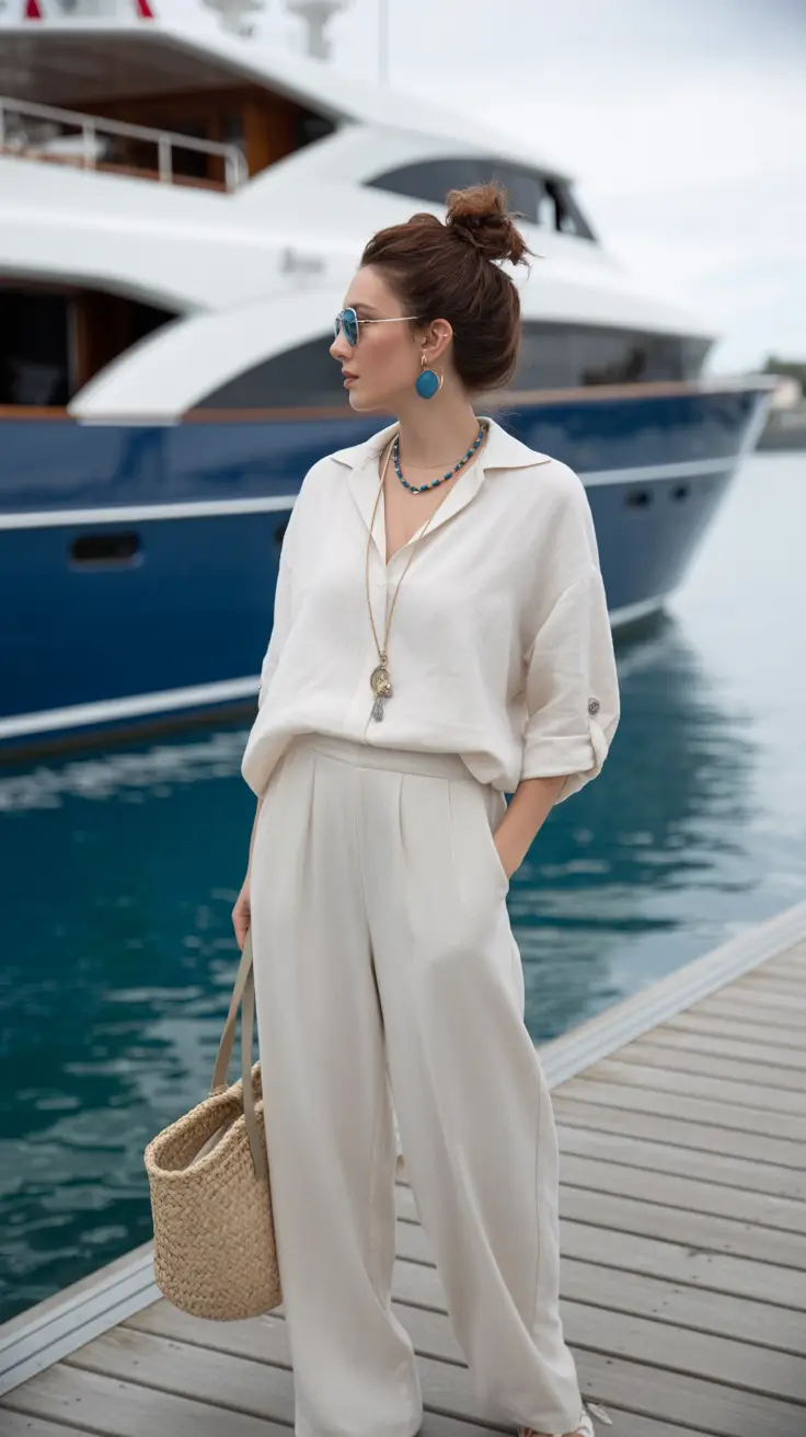 comfy outfits summer Soft Neutrals by the Water