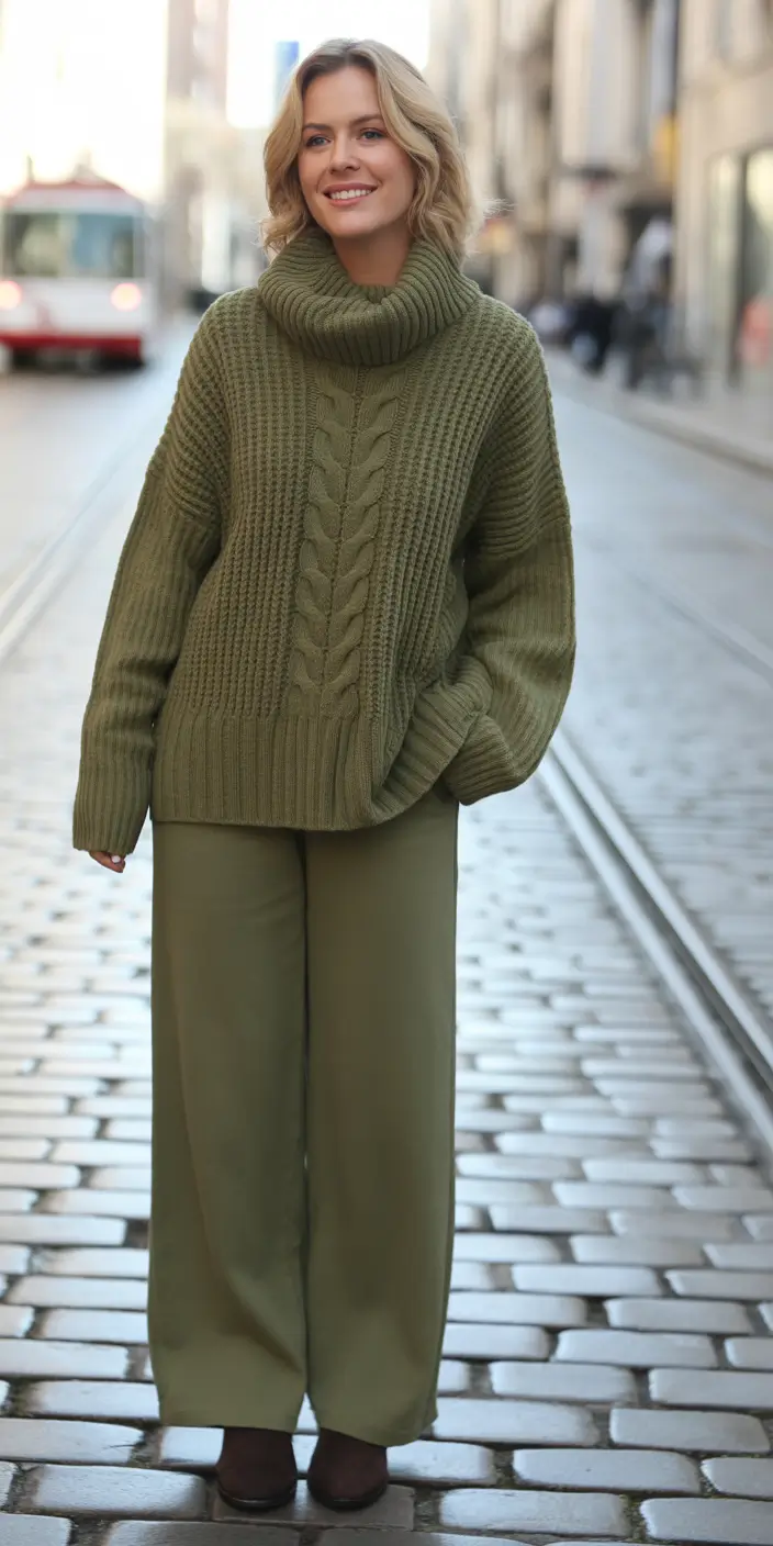 comfy outfits winter Monochrome Olive Street Knit