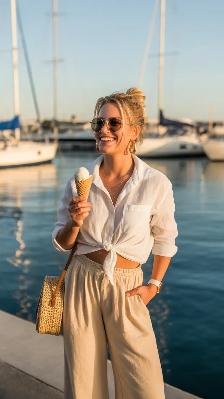 comfy outfits for summer - Sunset Marina Linen and Neutrals