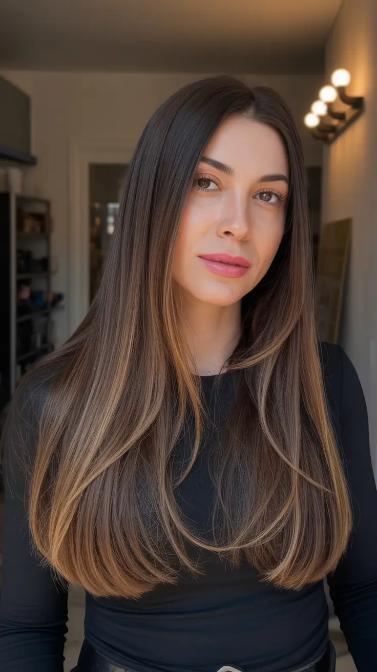 Cool vs warm brown hair colors 2026 Glass-sleek mocha with honey ends