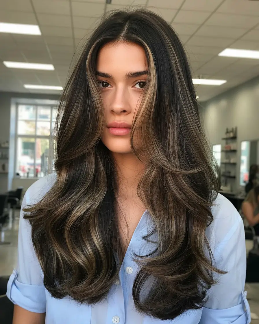 Cool vs warm brown hair colors 2026 Cool coffee brunette with soft dimension