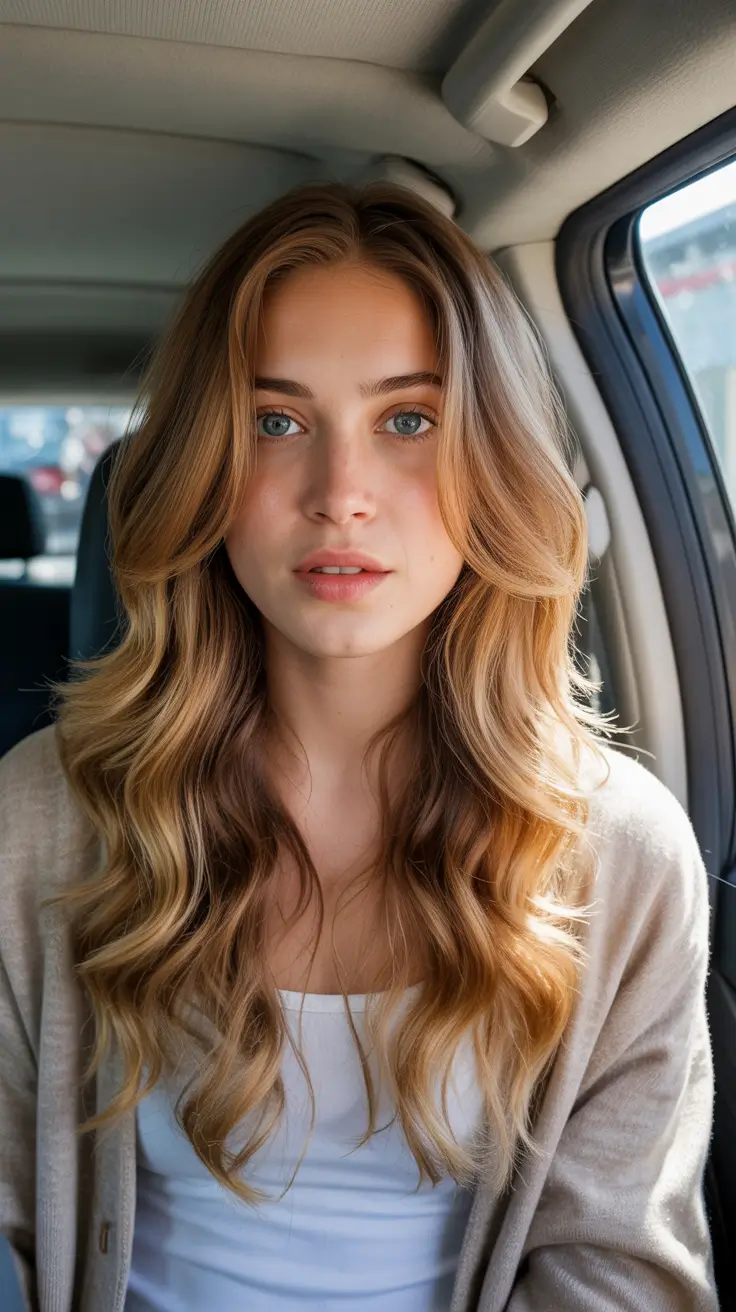 Creamy honey brown hair color 2026 - Everyday Honey Brown Waves For Commuter Mornings
