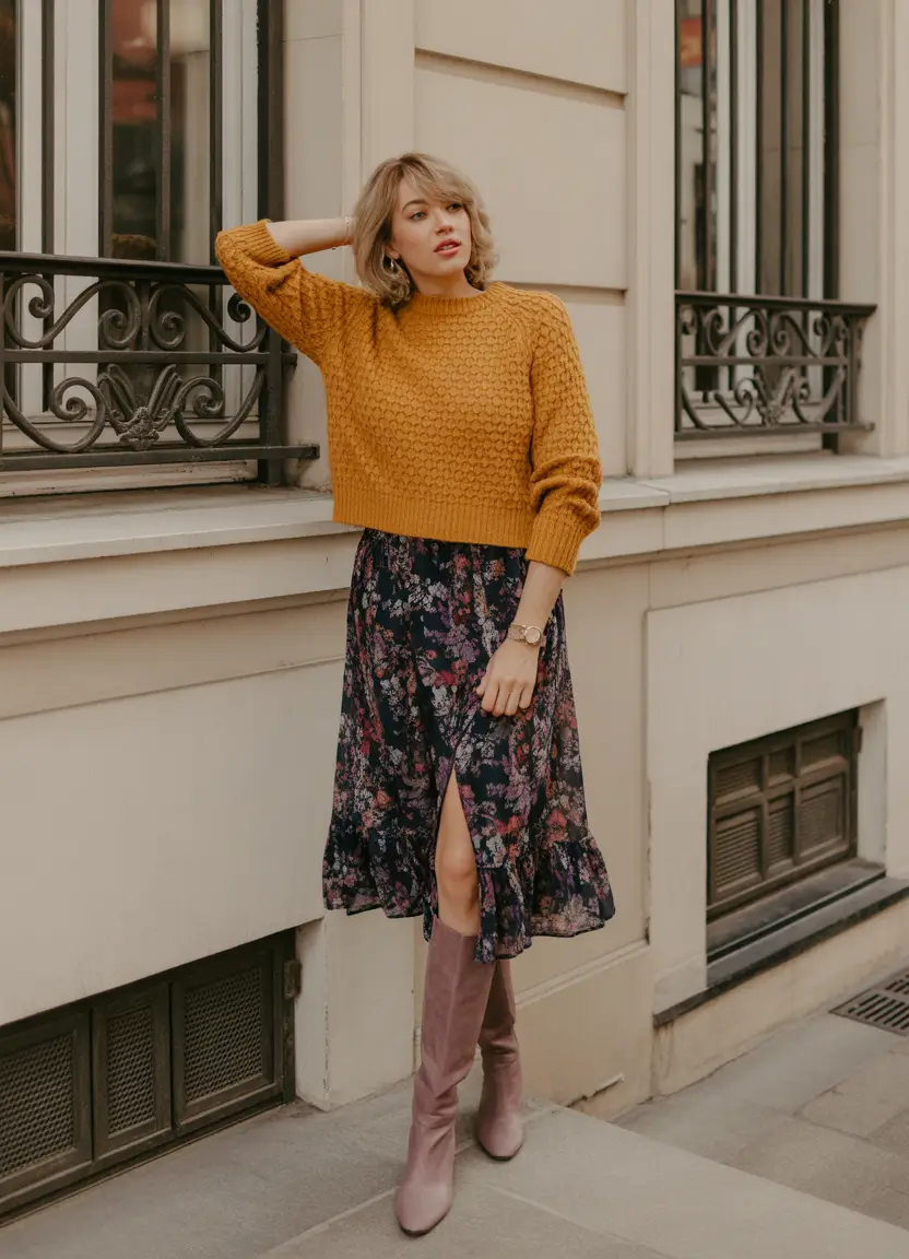 Cute Outfits 2026 Floral Layers of Autumn