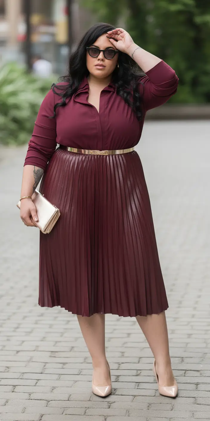 Cute Women Plus-Size Outfits 2026 Burgundy City Grace