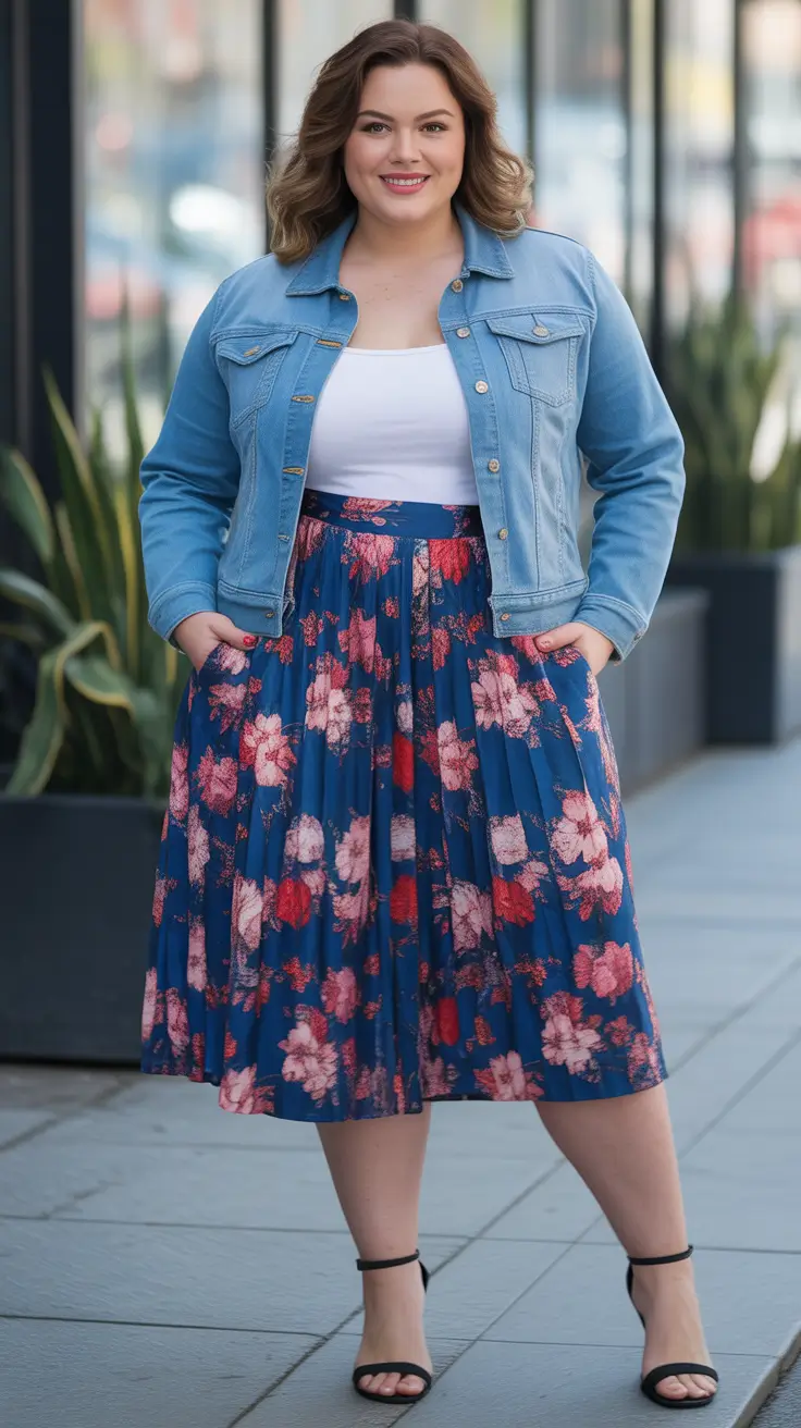 Cute Women Plus-Size Outfits 2026 Denim & Blooms Harmony