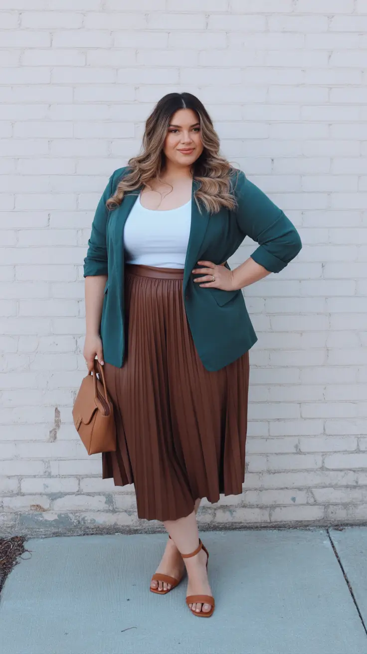 Cute Women Plus-Size Outfits 2026 Teal & Chestnut Confidence