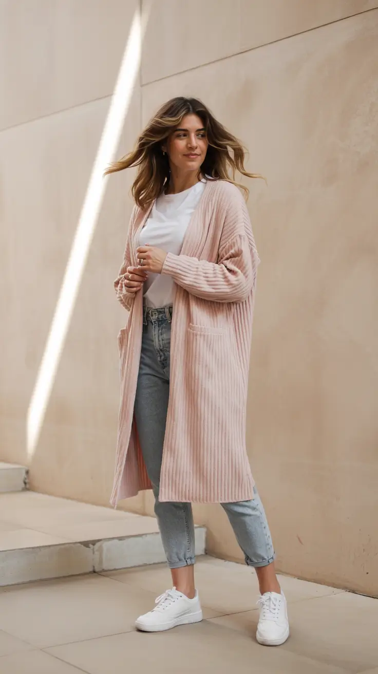 Everyday outfit inspiration 2026 Blush Duster Cardigan For Everyday Walks