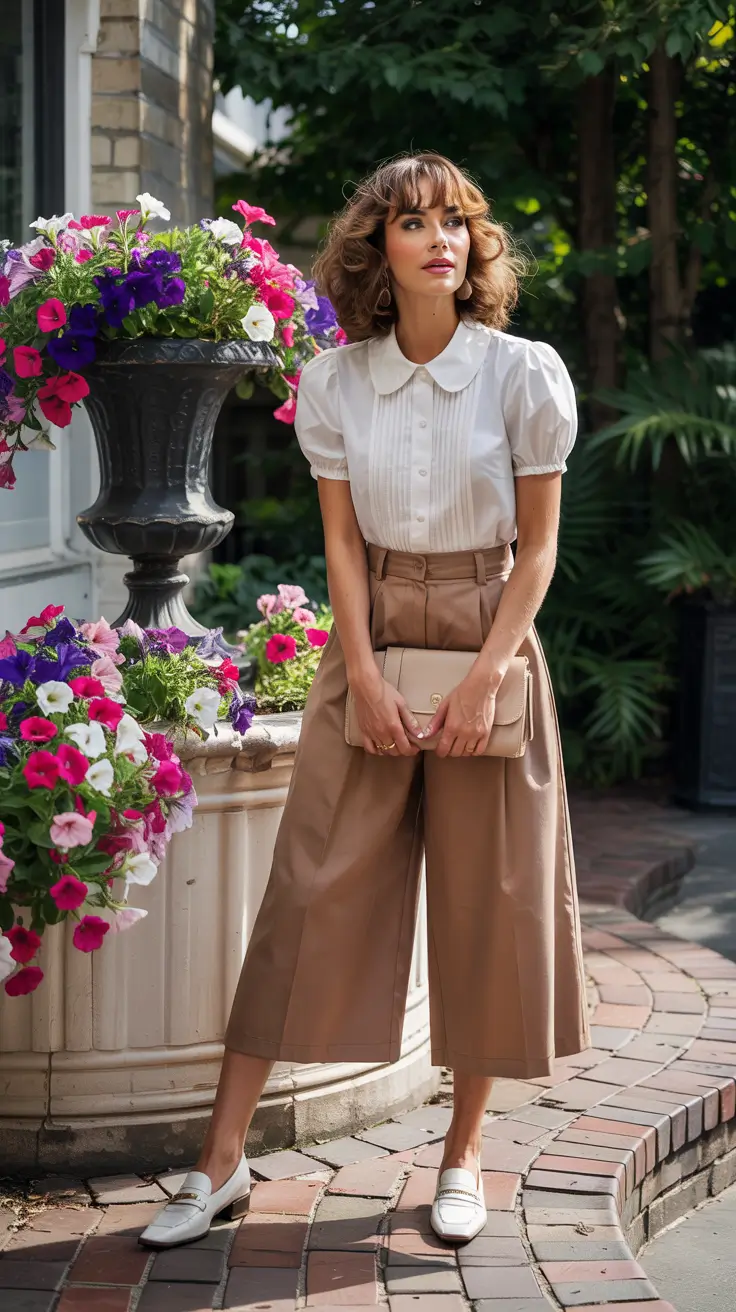 Everyday outfit inspiration 2026 Retro Culottes For Feminine Weekdays