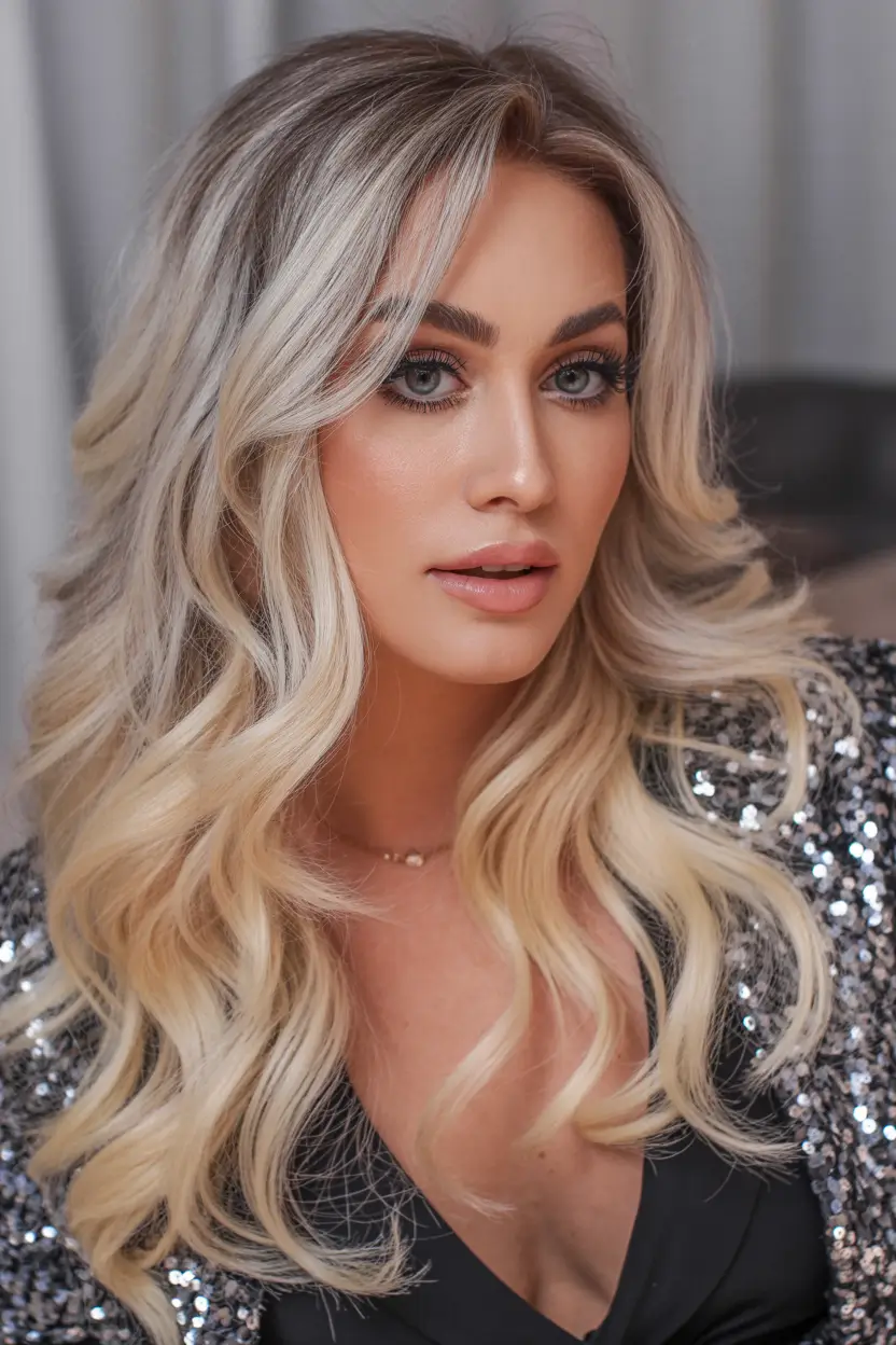 Expensive blonde hair color 2026 – Icy Glam Money-Piece for Winter Nights