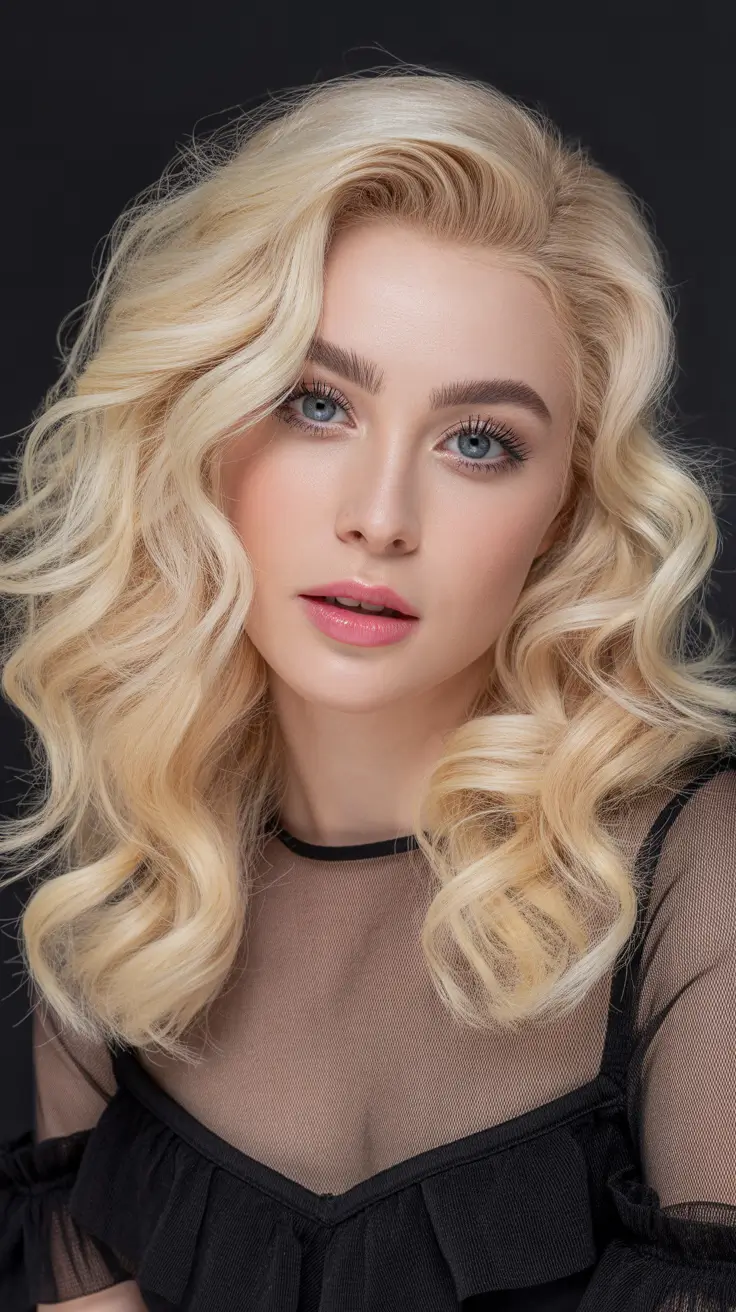 Expensive blonde hair color 2026 – Champagne Hollywood Curls With Soft Volume