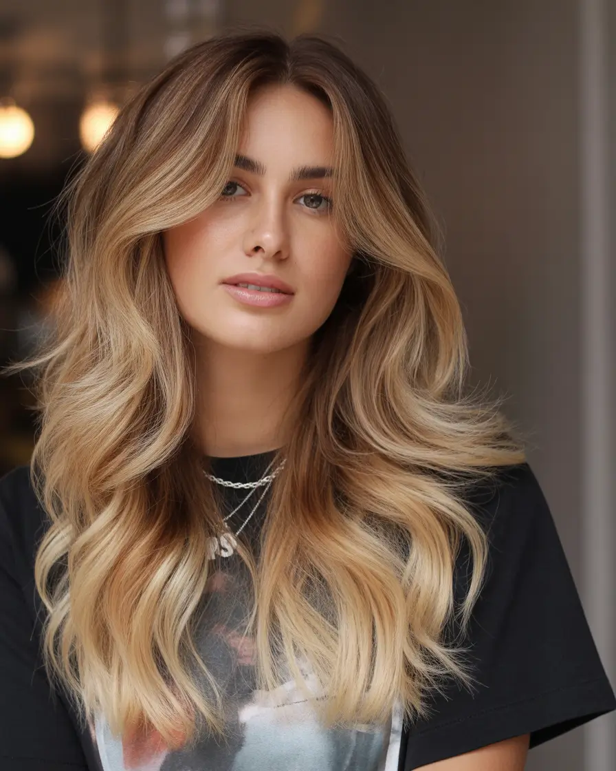 Expensive blonde hair color 2026 – Caramel Flowing Layers With Soft Volume