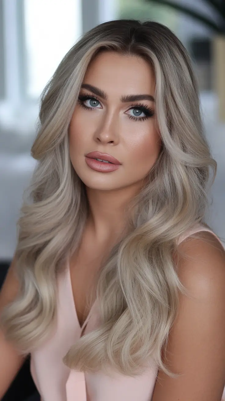 Expensive blonde hair color 2026 – Soft Icy Beige Blonde With Sculpted Waves