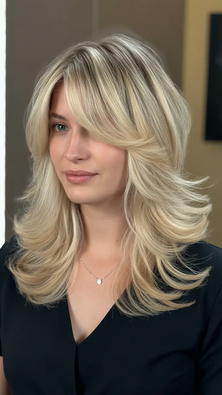 Expensive blonde hair color 2026 – Feathered Platinum Layers With Salon Bounce