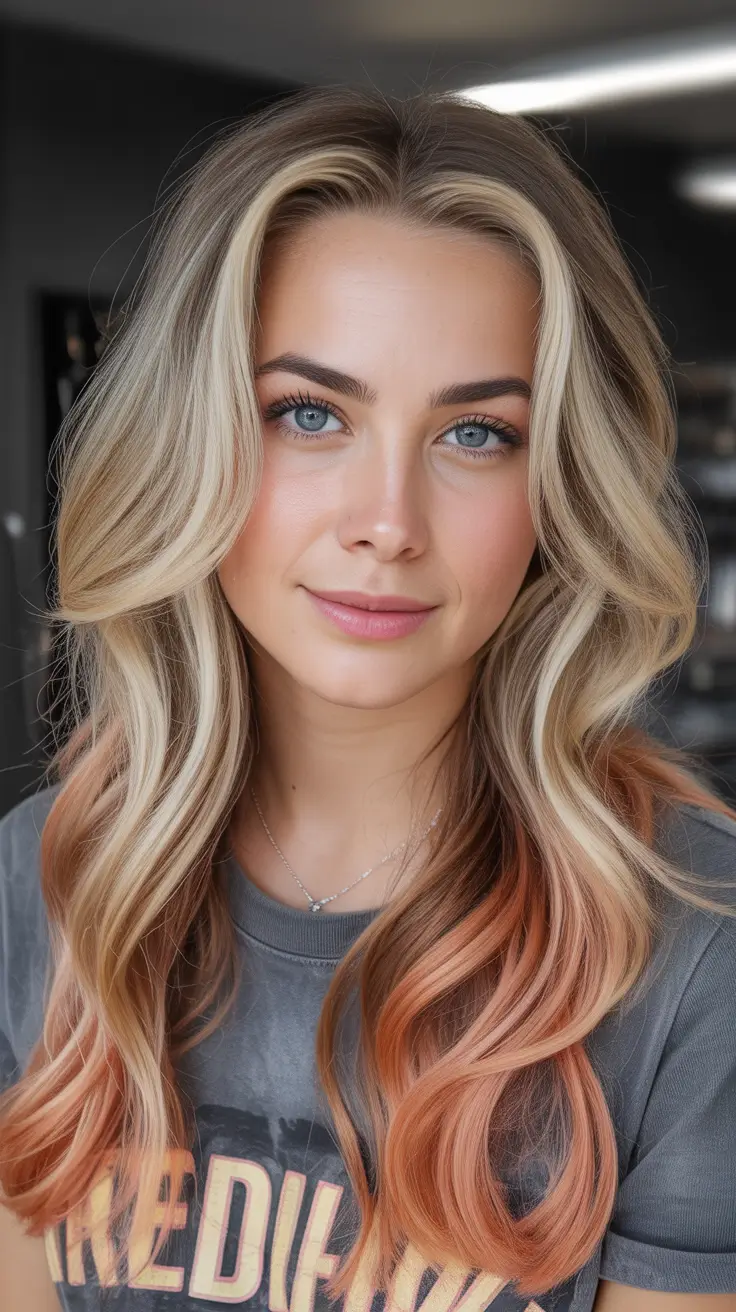 Expensive blonde hair color 2026 – Golden Blonde With Peachy Strawberry Ends
