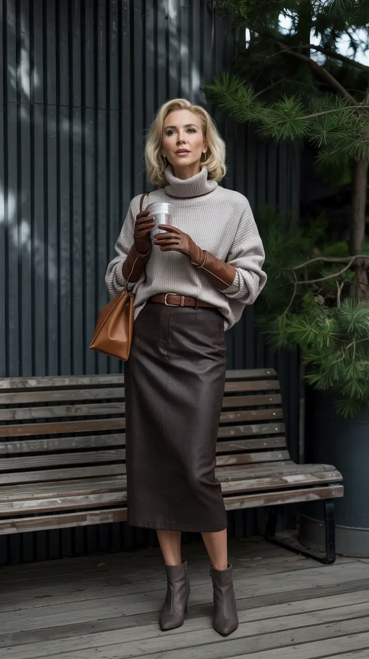 Fashion for women over 40 in 2026 - Leather Pencil Skirt For Quiet Fall Luxury