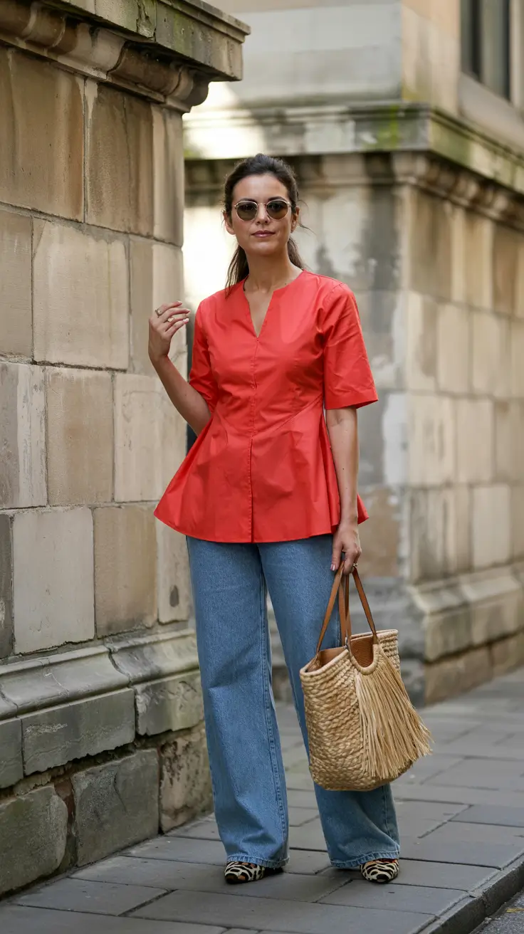 Fashion for women over 40 in 2026 - Peplum Top And Jeans For Easy Summer Color