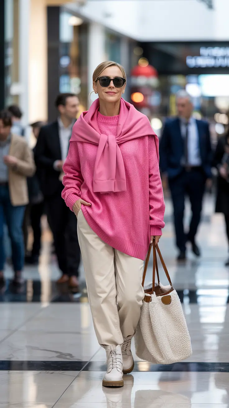 Fashion for women over 40 in 2026 - Soft Pink Layers For Casual Chic Errands