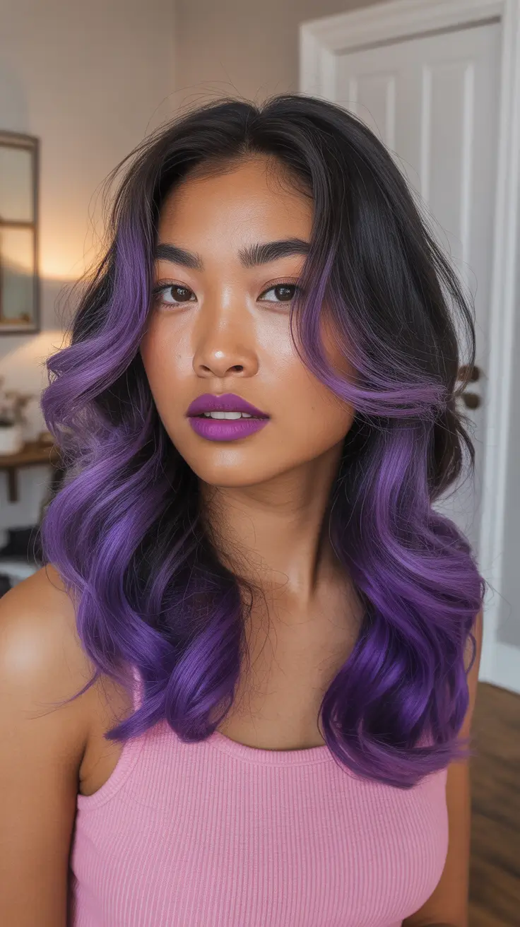 hair color for brown skin tone Violet Ombre